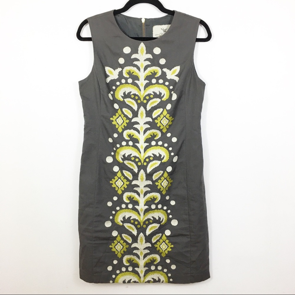 Anthro | Tabitha Embroidered Shift Dress Size 8